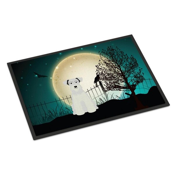 Carolines Treasures Halloween Scary Miniature Schanuzer White Indoor or Outdoor Mat, 18 x 0.25 x 27 in. BB2243MAT - main